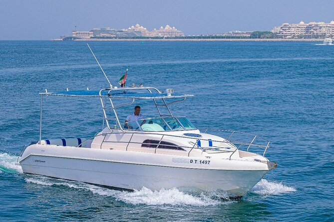 33Ft Private Yacht Rental On New Year's Eve 2025 - Dubai Harbour stop: skyline views over the Marina water