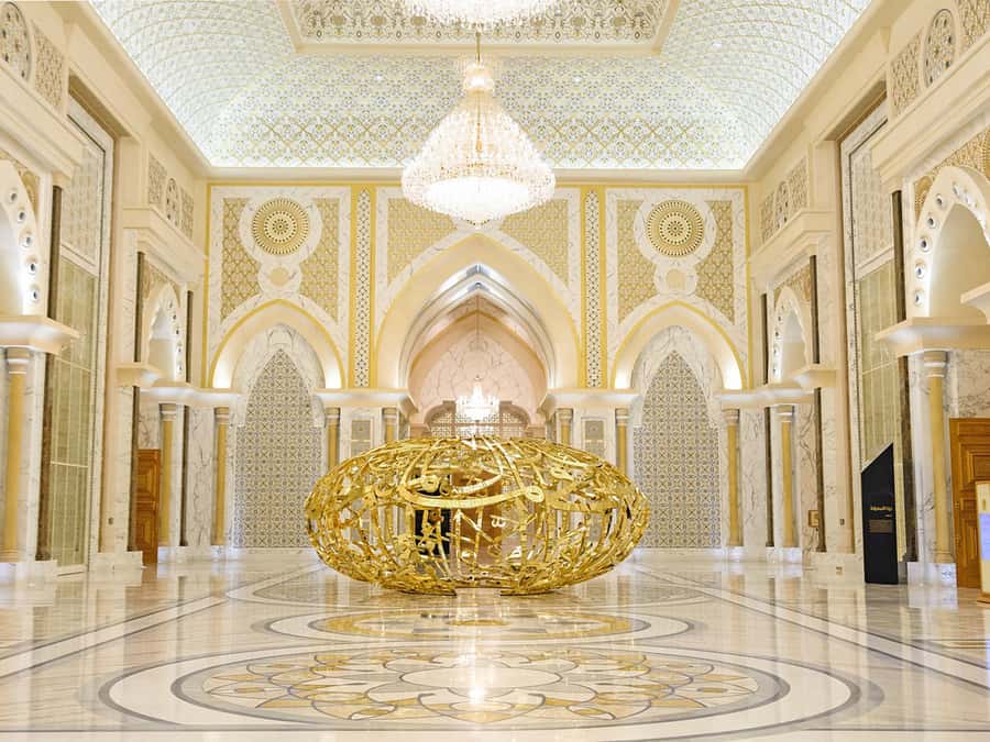 Abu Dhabi: Grand Mosque and Qasr Al Watan Tour - Qasr Al Watan: entering a working Presidential Palace complex