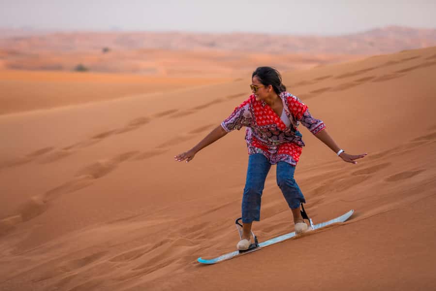 Abu Dhabi: Morning Desert Tour, Camel Ride & Sandboarding - Morning Pickup and the 45-Minute Drive Out of Abu Dhabi