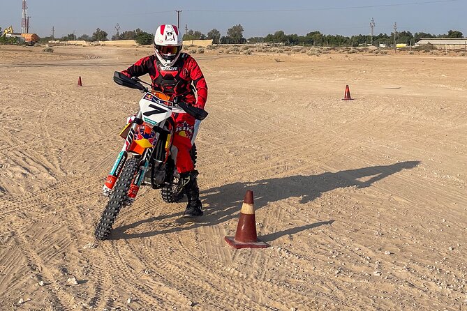 Adult Desert Motorbike Training in Dubai - What you’ll learn: balance, braking, cornering, and sand control