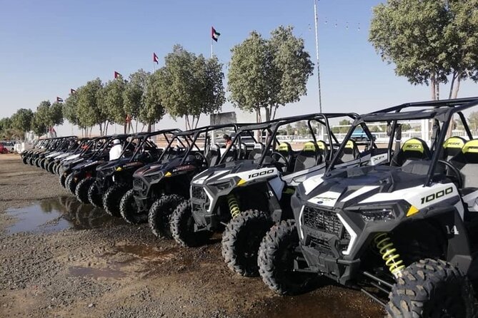 Desert safari with Dune Buggy Tour package in dubai - Safety kit and a two-seater buggy setup