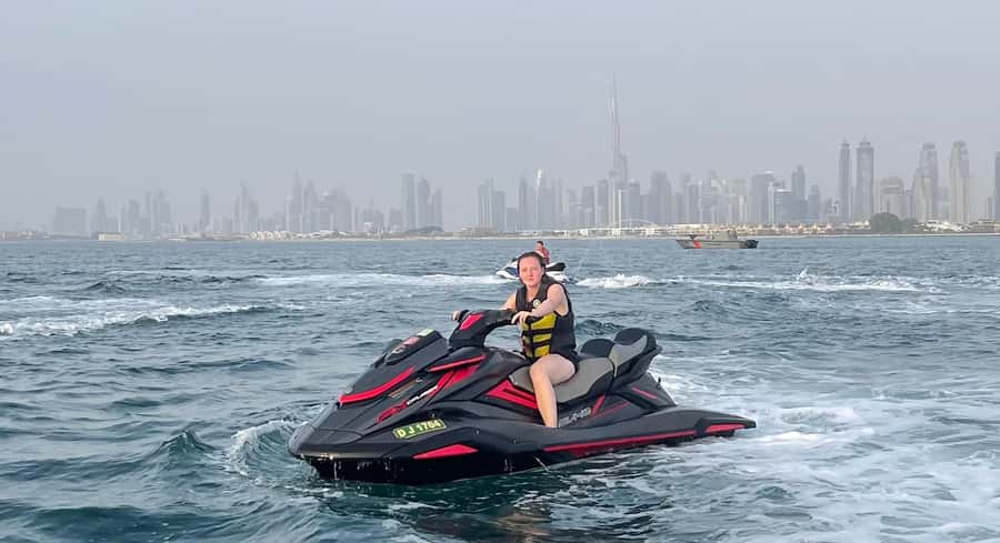 Dubai: 45-Minute Jet Ski Ride - Entering The Water at A One Watersports Jet Ski Dubai