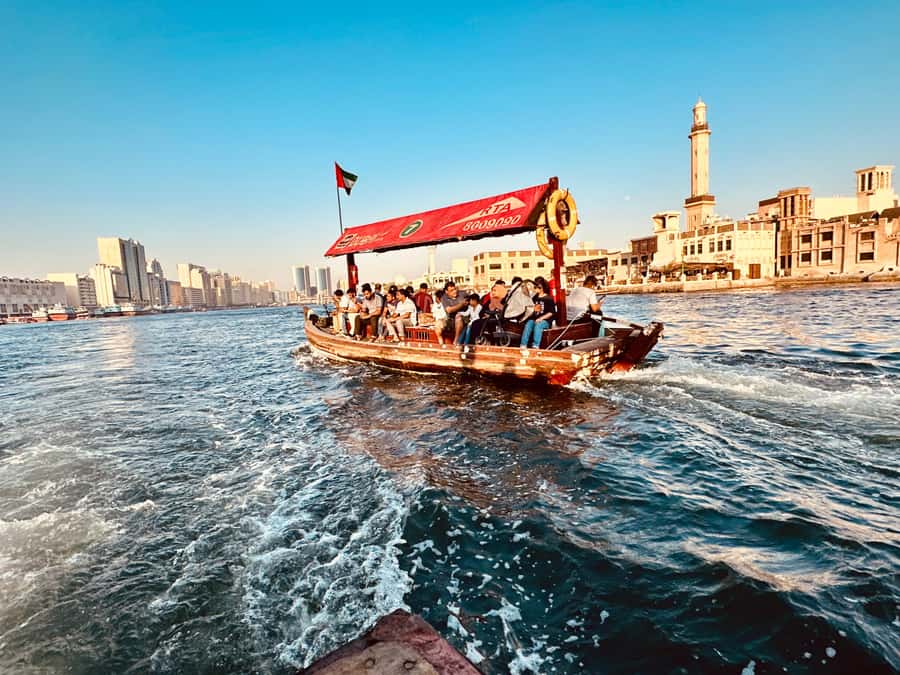 Dubai: Authentic Old Town, Souks, Tastings & Abra Boat Tour - Abra boat on Dubai Creek: the classic photo moment, plus the perspective shift