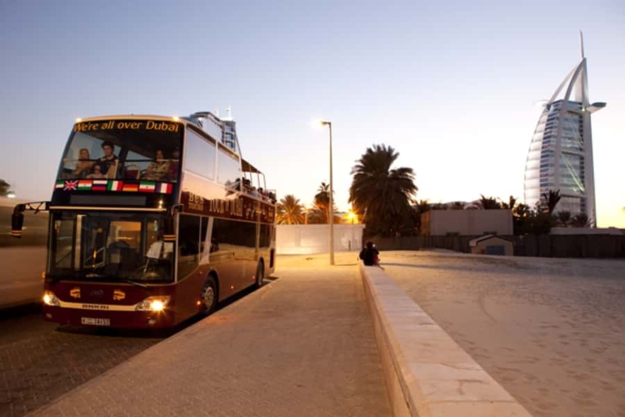 Dubai: Big Bus Panoramic Night Tour & Optional Dinner Cruise - Dubai Mall fountain show stop: how to use the final hour
