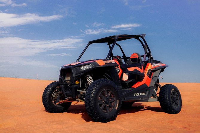 Dubai Buggy Tour in red sands and Desert Safari - Safety gear, helmets, and the convoy leader mindset