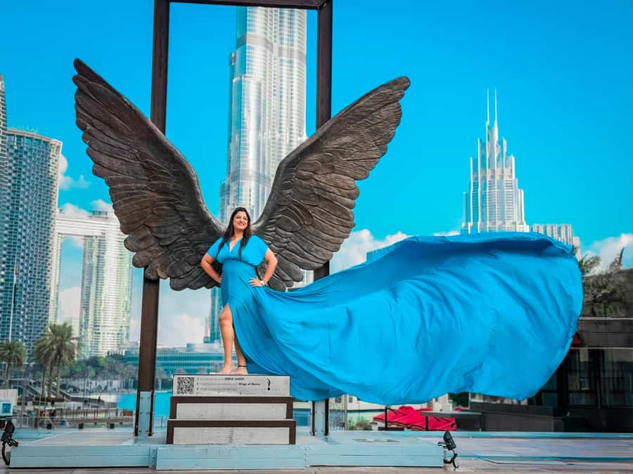 Dubai: Burj Khalifa Flying Dress Videography Shoot - Your 1-hour Downtown Dubai walk, stop by stop