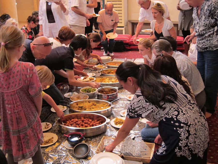 Dubai: Cultural Lunch at The Sheikh Mohammed Center - The Lunch Setup: Courtyard seats, coffee, tea, dates