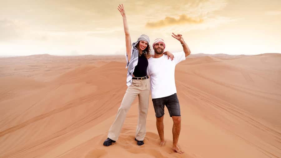 Dubai Desert Adventure: Red Dunes Guided Quad/Polaris & BBQ - Desert sunset dinner: BBQ buffet, vegetarian option, and the big shows