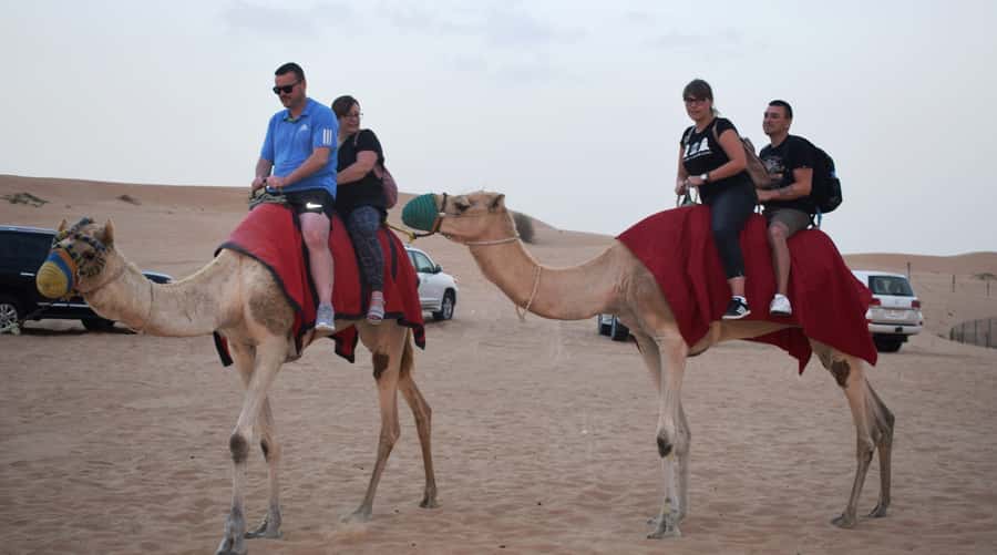 Dubai Desert Safari, Quad Biking, Camel Ride, & Sandboarding - BBQ dinner plus traditional performances, including Tanoura and fire
