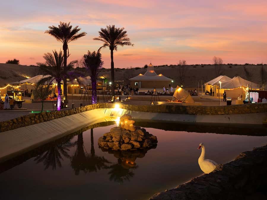 Dubai: Desert Safari with BBQ Dinner & Quad Biking Option - Caravanserai Desert Camp: Food, Welcome, and the Show Flow