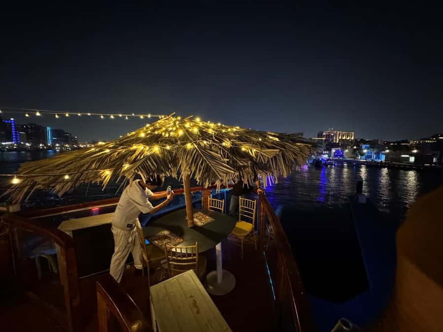 Dubai Dhow Cruise Creek,Marina Shows,Buffet & Drinks options - Inside the Dhow: Deck Choice, Comfort, and Crowd Feel