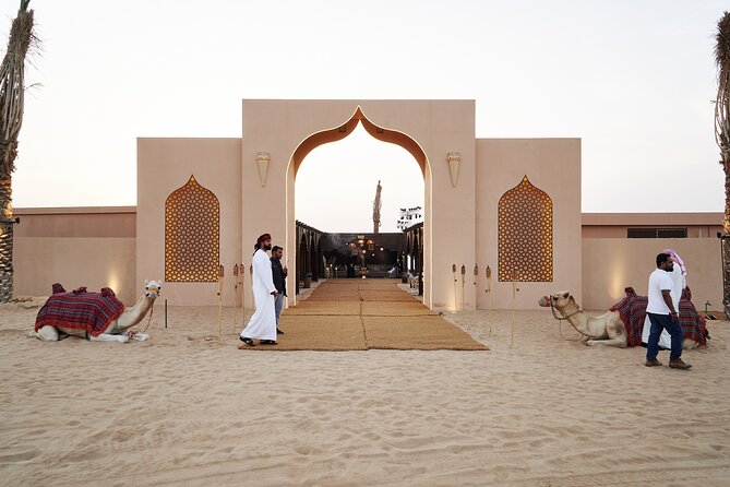 Dubai Evening Desert Safari BBQ Dinner & Transfer to Noble Camp - Noble Camp in Al Awir: welcome, souq browsing, camels, and henna