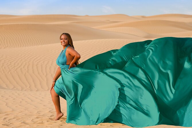 Dubai Flying Dress Private Photoshoot in the Desert - Dress choices and beauty add-ons, before you ever see the dunes