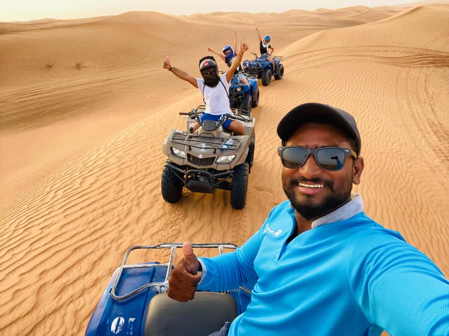 Dubai: Half-Day Desert Safari, Camel Ride, ATV & Dune Buggy - Dune Bashing in the 4WD: Safety Gear and Motion-Sickness Tips