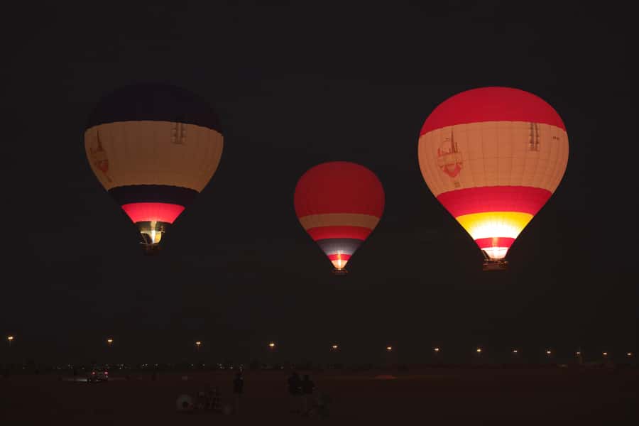 Dubai: Hot Air Balloon Ride with Camel Ride & Falcon Show - On the balloon: sunrise, Dubai Desert Conservation Reserve, and wildlife