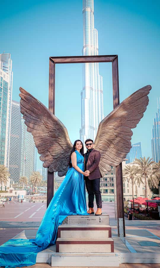 Dubai: Iconic Burj Khalifa Pre-Wedding Photoshoot - Stop-by-stop guide: Wings of Mexico to Burj Khalifa viewpoints