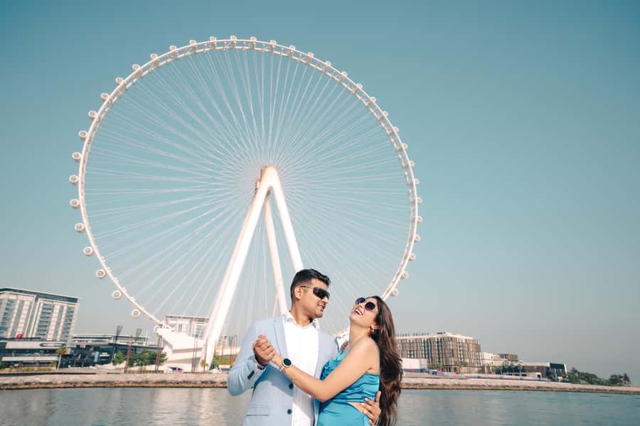 Dubai: JBR Beach Pre Wedding Photoshoot - The 2-hour flow: how the session moves from JBR Beach to Bluewaters Island