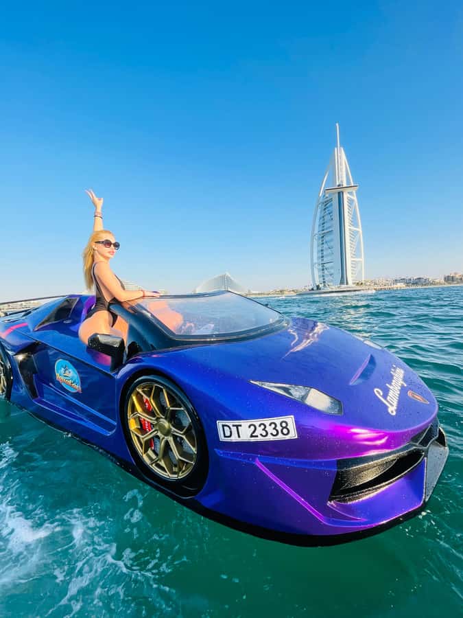 Dubai: Jet car at Burj Al Arab with photos and videos - Driving the jet car with Burj Al Arab in your line of sight