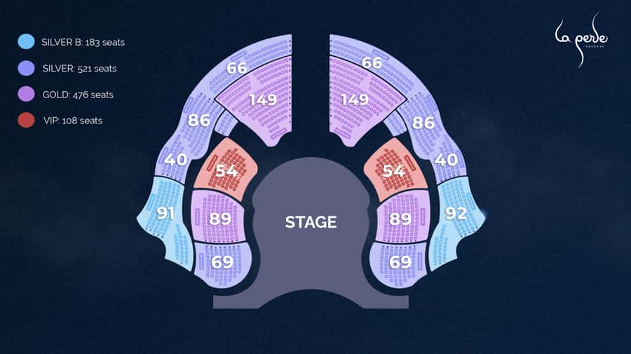 Dubai: La Perle by Dragone Show Tickets - Seating strategy in a 1,300-seat theater with only 14 rows