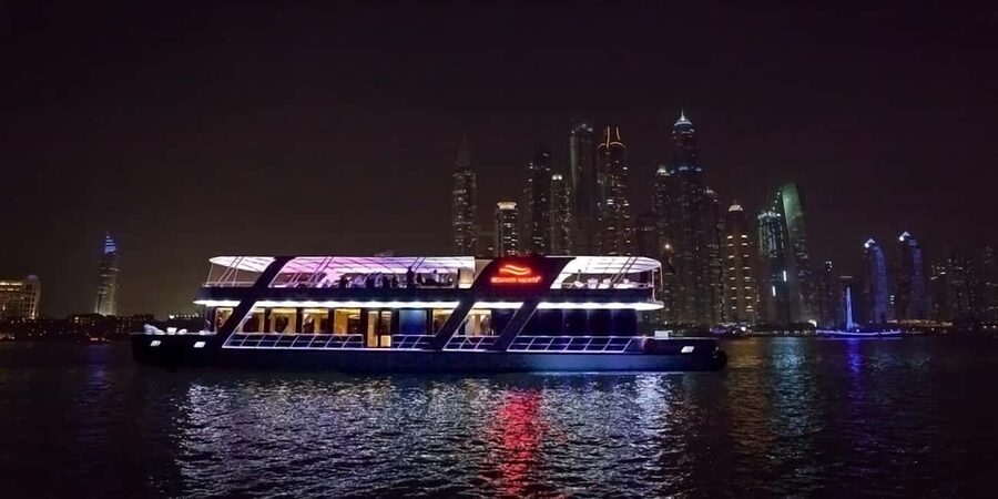 Dubai Marina Dinner Cruise – Live Show, AC & Open Bar - Boarding and the Live Cooking Buffet Rhythm
