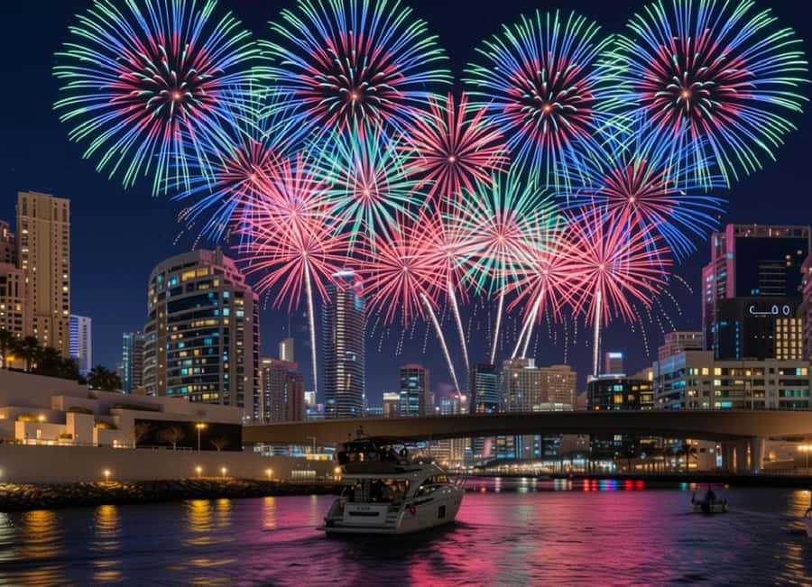 Dubai: New Year Eve Luxury Yacht Fireworks View & BBQ Cruise - The Palm Jumeirah pass-by: you get the views without the long detour