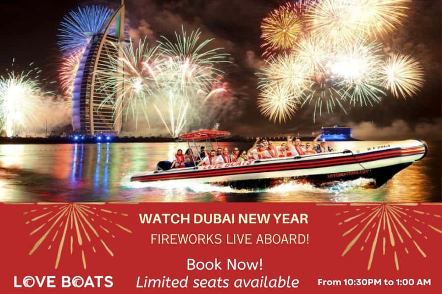 Dubai - New Year's Eve Fireworks show on a Speedboat - Speedboat ride comfort: life jacket, blankets, drinks, and sound