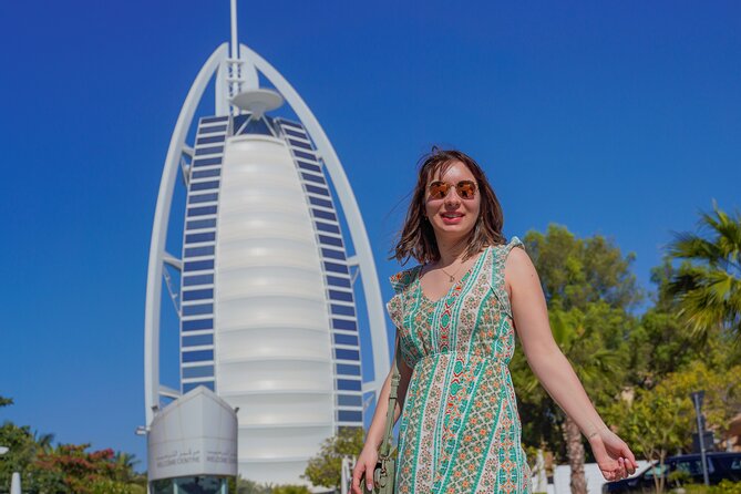 Dubai Old and Modern City Tour with Blue Mosque Visit - Jumeirah Public Beach and Jumeirah Mosque at Dusk