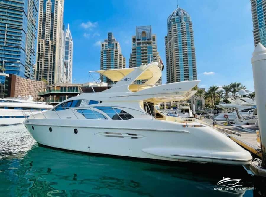 Dubai: Private Yacht Tour 50 feet - Boarding Royal Blue Coast yachts in Dubai Marina