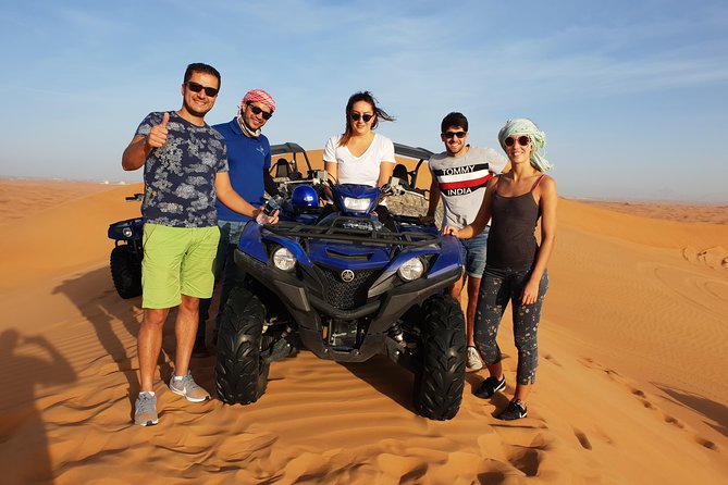 Dubai: Quad Bike Safari, Camels, & Camp with BBQ Dinner - Sandboarding at Lahbab, Plus a Quick Reset Break