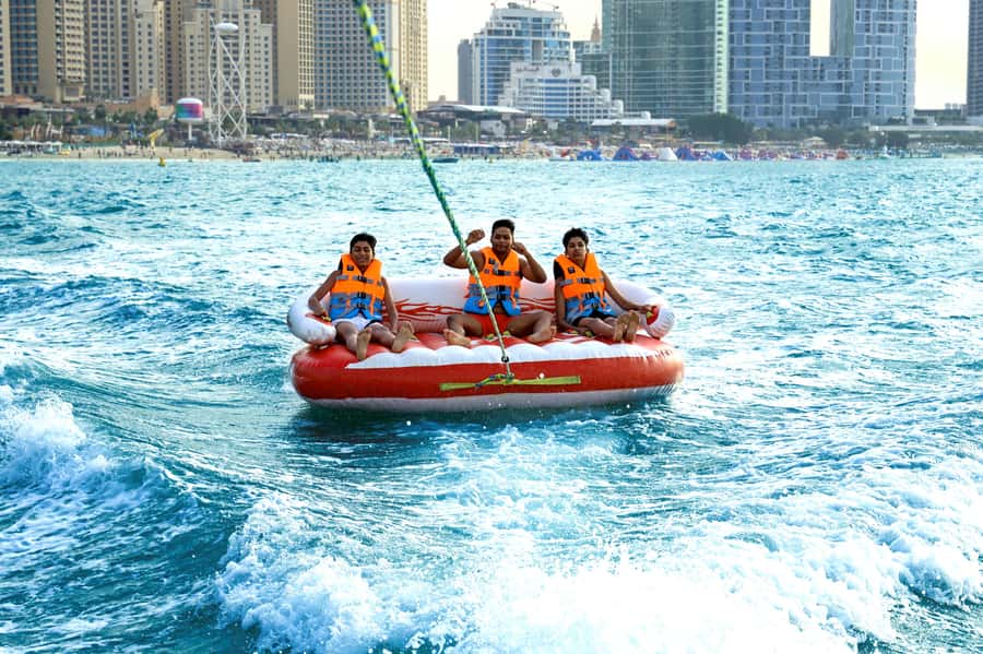Dubai: Speedboat-Pulled Donut Ride Trip in JBR - Price and group value: $116 per group up to four