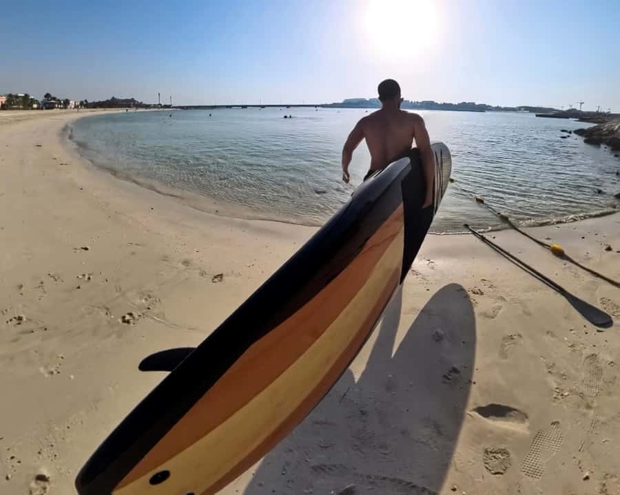Dubai: Stand-Up Paddle Boarding with Burj Khalifa View - What You Wear in Dubai Water (Swimwear Only)