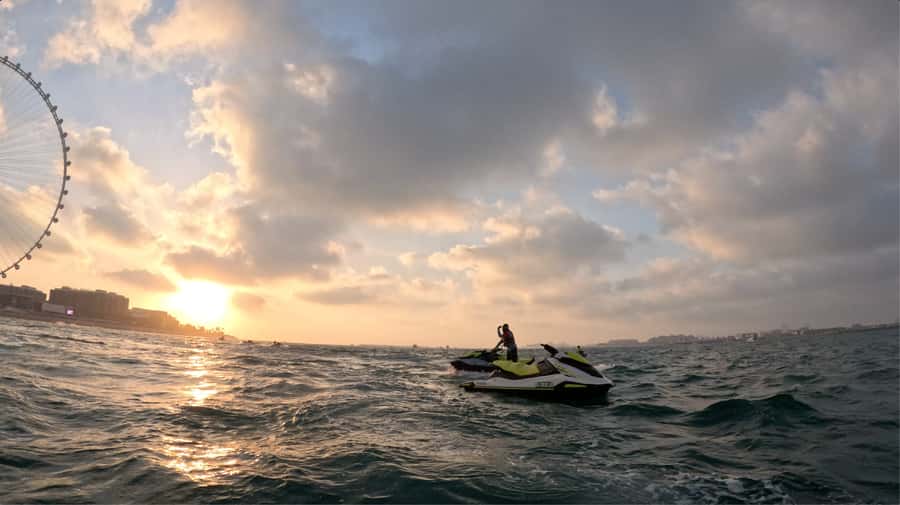 Dubai: Sunrise Jetski Tour with Guide and Photos - Bluewaters Island at Golden Morning: A Photo Stop With Real Scenery Time