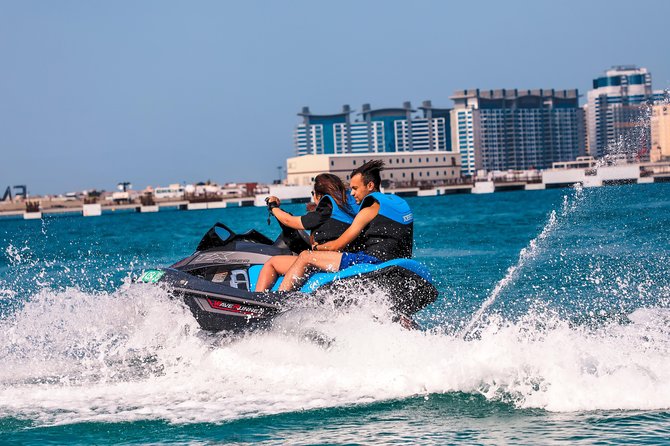 Fastest Jet Ski with Dubai Skyline, Burj Al Arab Views and Juice - What’s Included: Locker, Mineral Water, Life Jacket, and Instructor Photos
