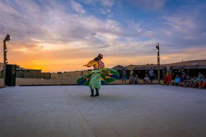 Half-Day Dubai Desert Safari With 7 Live Shows and BBQ Dinner - Sunset + The Big Performances: Tanoura, Belly Dance, Fire, and More