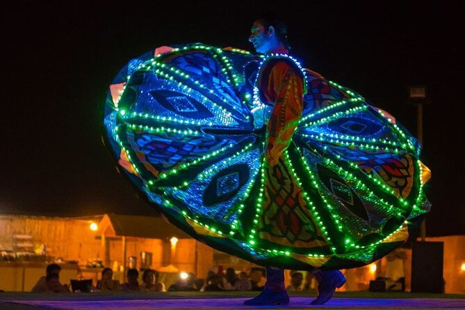 Premium Desert Safari Dubai : Dune Bashing, Camel Ride with BBQ - BBQ Dinner and the Dance Lineup: Belly Dance, Tanoura, Khaliji, Fire