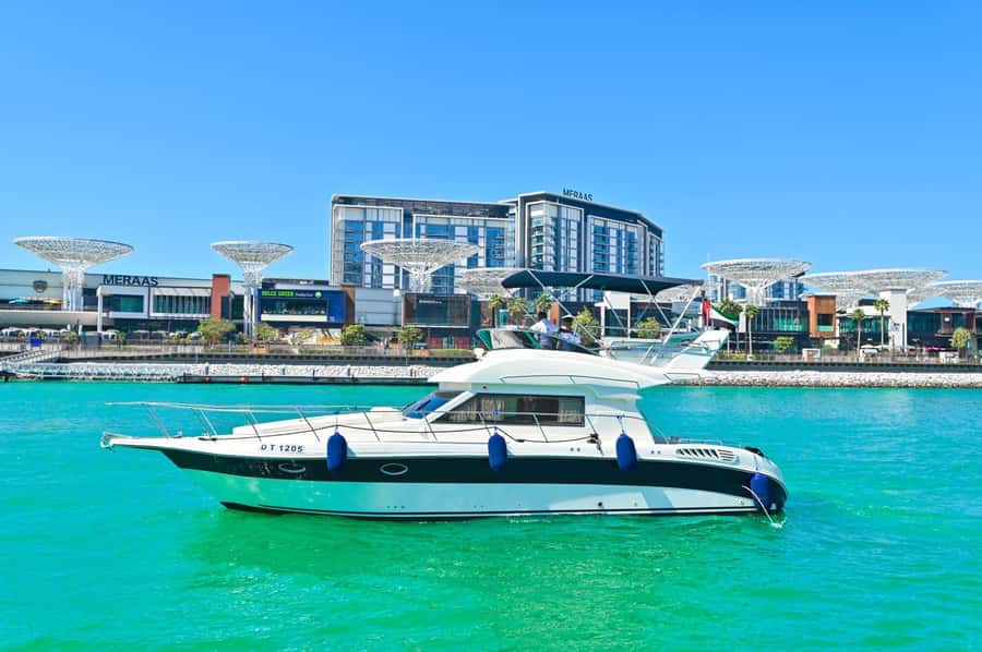 Private Yacht Tour with Marina, JBR, Atlantis & Palm Views - Bluewaters and Ain Dubai photo stop: getting the wheel in context