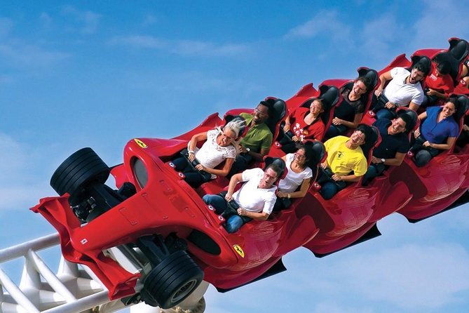 Skip the Line Ferrari world ticket with Pickup and drop off - Yas Island in One Day, Fast Cars and Big Theme-Park Energy
